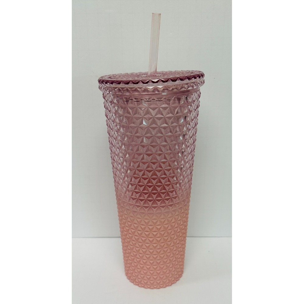 Mainstays 26 oz Textured Tumbler Ombre Pink Studded Geometric MS5410011167503